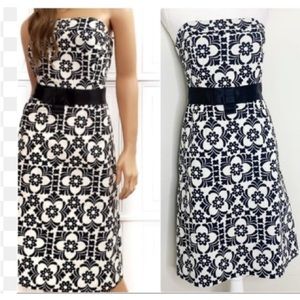 Lilly Pulitzer NWT Black White Jacquard Strapless Cotton